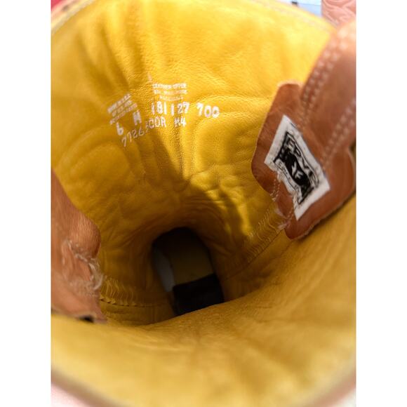 Frye Vintage Peach Eagle Harness Leather Mid Calf Boots Size 6 - Picture 9 of 13